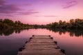 Wooden pier in Lake of Campo, Tuscany Italy Royalty Free Stock Photo