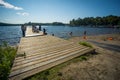 Wooden pier on lake Rosseau, Ontario, Canada Royalty Free Stock Photo