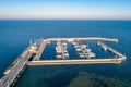 Wooden pier with marina in Sopot Poland. Aerial view Royalty Free Stock Photo