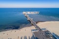 Wooden pier with marina in Sopot resort, Poland. Aerial view Royalty Free Stock Photo