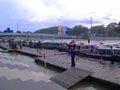 The wooden pier on the Martapura river bank