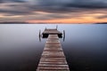 Wooden pier in Messolonghi lake of Greece