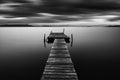 Wooden pier in Messolonghi lake of Greece