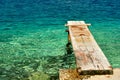 Wooden pier over beautiful adriatic sea. Korcula, Croatia