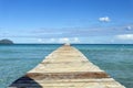 A wooden pier at Playa de Muro beach in Mallorca Royalty Free Stock Photo