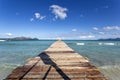 A wooden pier at Playa de Muro beach in Mallorca Royalty Free Stock Photo