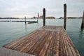 Wooden pier with poles at Grand Canal waterway in Venice Royalty Free Stock Photo