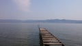 Wooden pier on the river Danube