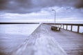 Wooden pier and sea - romantic monochrome landscape photography Royalty Free Stock Photo