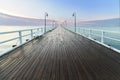 Wooden pier at sea shore, morning view, Gdynia Orlowo poland