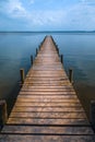 Wooden pier at silence lake, fall colors