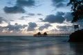 Wooden pier at sunrise, Zanzibar island Royalty Free Stock Photo