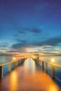 Wooden pier between sunset in Phuket, Thailand Royalty Free Stock Photo