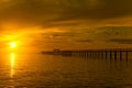 Wooden pier between sunset in Phuket, Thailand Royalty Free Stock Photo