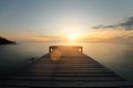 Wooden pier between sunset in Phuket, Thailand. Summer, Travel, Royalty Free Stock Photo