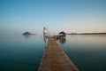 Wooden pier between sunset in Phuket, Thailand. Summer, Travel, Royalty Free Stock Photo