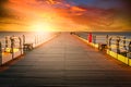 Wooden pier at sunset in Saltburn by the Sea, North Yorkshire, UK Royalty Free Stock Photo