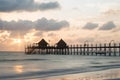 Wooden pier at sunrise, Zanzibar island