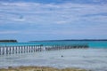 Wooden pier in a tropical beach in maratua island