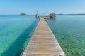 Wooden pier with tropical hut at resort in Phuket, Thailand. Sum Royalty Free Stock Photo