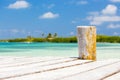 Wooden pier on tropical island Royalty Free Stock Photo