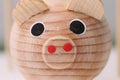 Wooden pig doll in close up Royalty Free Stock Photo