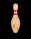 Wooden pin for bowling isolated on a black background Royalty Free Stock Photo