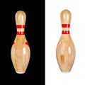 Wooden pin for bowling isolated on a white and black background Royalty Free Stock Photo