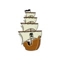 Wooden pirate buccaneer filibuster corsair sea dog ship Royalty Free Stock Photo