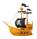 Wooden pirate ship vector illustration Royalty Free Stock Photo