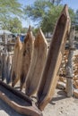 wooden pirogues at craft market, Okahandja, Namibia