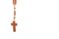 Wooden plain rosary on white background. Royalty Free Stock Photo