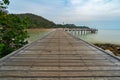 Wooden plank pier bridge at Khao Laem Ya in Mu Ko Samet National Park, Rayong, Thailand Royalty Free Stock Photo