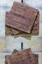 Wooden Planking for Russian Banya or Bath House Hanging on Wall in Stack Royalty Free Stock Photo