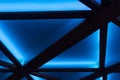 Wooden Planks Element Object Detail Part Interior Ceiling in Blue Neon Light Decoration