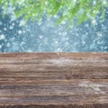 Wooden planks with golden bokeh background Royalty Free Stock Photo