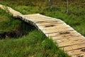 Wooden planks road across marshy ground Royalty Free Stock Photo