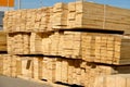 Wooden planks on timber yard, warehouse or sawmill. Royalty Free Stock Photo