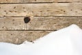 Wooden planks wall with rusty nails and burned stain Royalty Free Stock Photo