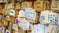 Wooden plaques found at Japanese shrines