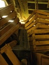 Wooden and plastic crates in the shed