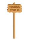 Wooden plate with the inscription Hoverla 2061 meter on a white background Royalty Free Stock Photo