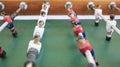 Wooden players in a foosball table Royalty Free Stock Photo