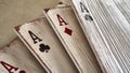 Wooden playing cards aces for decoration