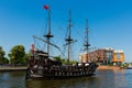 Wooden pleasure ship on Motlawa in Gdansk