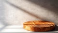 Wooden podium on the background of a concrete wall