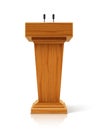 Wooden podium with microphone, speech stand