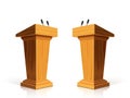 Wooden podium with microphone, speech stand Royalty Free Stock Photo