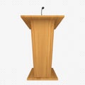 Wooden podium or pulpit with microphone