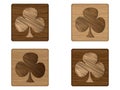 Wooden poker element - clover